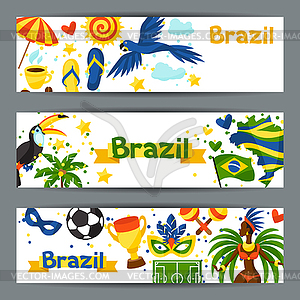 Brazil banners with stylized objects and cultural - vector clip art