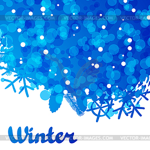 Winter abstract background design with snowflakes - color vector clipart