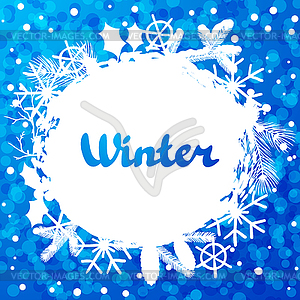 Winter abstract background design with snowflakes - vector image