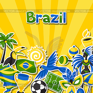 Brazil background with sticker objects and - vector image