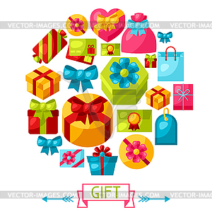 Celebration background or card with colorful gift - vector image