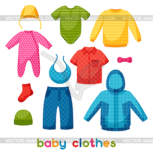 Baby clothes. Set of clothing items for newborns an - vector clip art