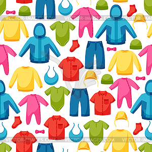 Baby clothes. Seamless pattern with clothing items - vector clipart