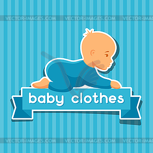 Background with sticker baby clothes for newborns - vector image
