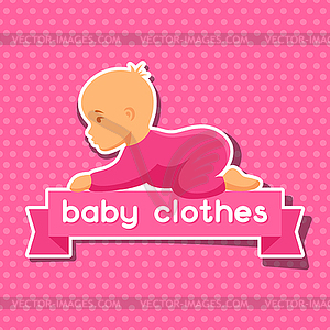 Background with sticker baby clothes for newborns - vector image