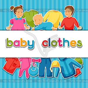 Baby clothes. Background with clothing items for - vector image