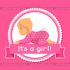 It is girl. Baby shower invitation - vector clipart