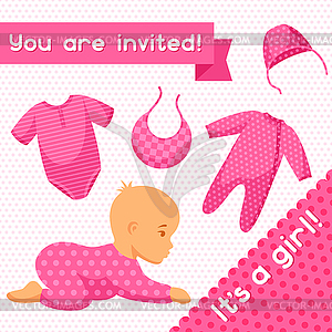 It is girl. Baby shower invitation - royalty-free vector image