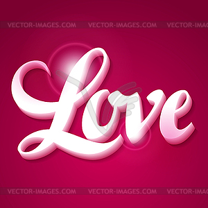 Valentine day background with word love on pink - vector image