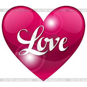 Valentine day background with word love and heart. - vector clipart