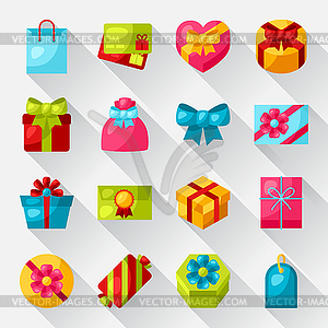 Значок Празднование набор красочных подарочные коробки - изображение в векторном виде