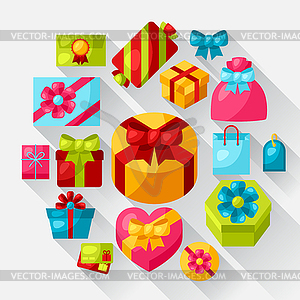 Значок Празднование набор красочных подарочные коробки - клипарт в формате EPS