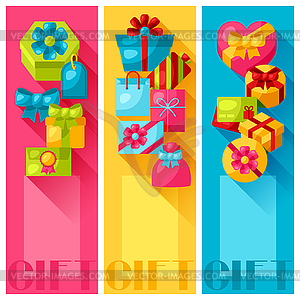 Celebration banners or flayers with colorful gift - vector EPS clipart