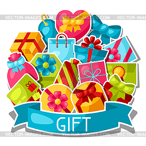 Celebration background or card with colorful sticke - vector image