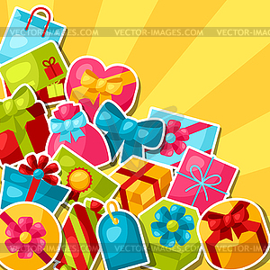 Celebration background or card with colorful sticke - vector image