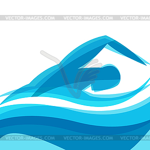 Background with abstract stylized swimming man. - vector clip art