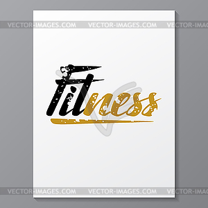 Fitness lettering poster concept. Handwritten word - vector clipart