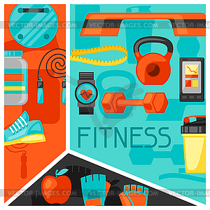 Sports and healthy lifestyle background with fitnes - vector image