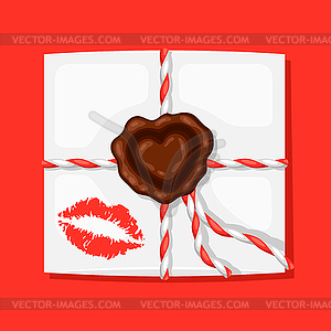 Greeting card with envelope and sealing wax. Concep - vector image