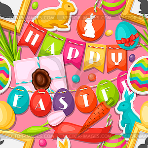 Happy Easter seamless pattern with decorative - vector image