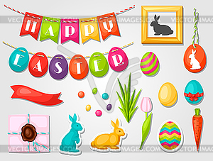 Happy Easter objects, decorations. Can be used for holi - vector clip art