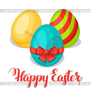 Happy Easter greeting card with decorative eggs. - vector clipart