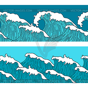 Море бесшовные шаблон с абстрактными волнами. Backgroun - векторный графический клипарт