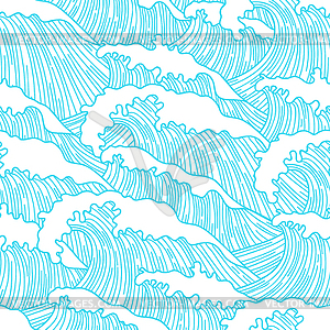 Sea seamless pattern with abstract waves. Backgroun - vector image