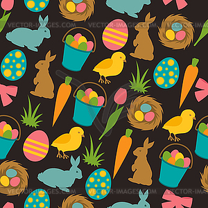 Happy Easter seamless pattern with decorative - vector image