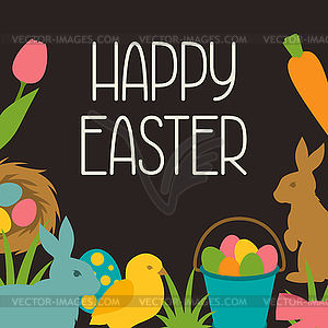 Happy Easter greeting card with decorative - vector clip art