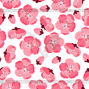 Japanese sakura seamless pattern with stylized - vector clipart