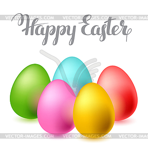 Happy Easter greeting card with eggs. Concept can b - vector image