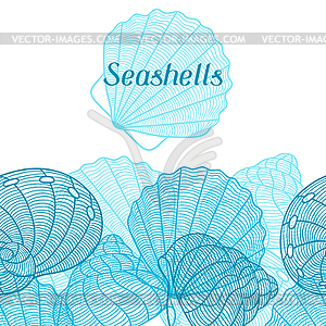 Marine background with stylized seashells. Design - vector image