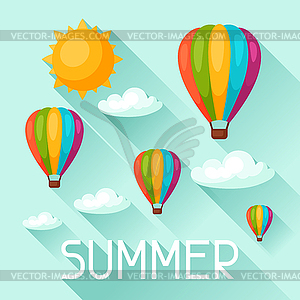 Summer background with hot air balloons. Image for - vector image