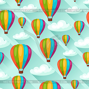 Seamless travel pattern with hot air balloons. - stock vector clipart
