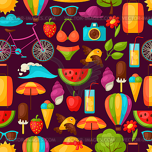 Seamless pattern with stylized summer objects. - royalty-free vector image