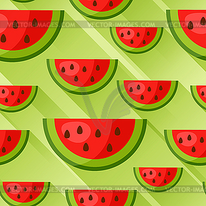 Seamless pattern with watermelon slices in flat - vector clipart