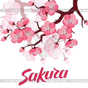 Japanese sakura background with stylized flowers. - vector clipart