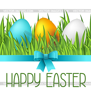 Happy Easter greeting card with eggs. Concept can b - vector clip art