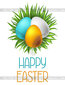 Happy Easter greeting card with eggs. Concept can b - vector clipart