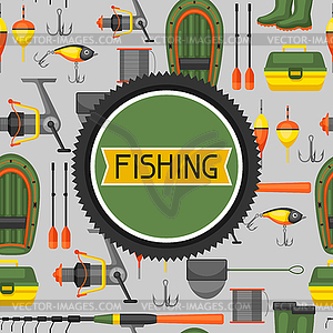 Background with fishing supplies. Design for - vector image