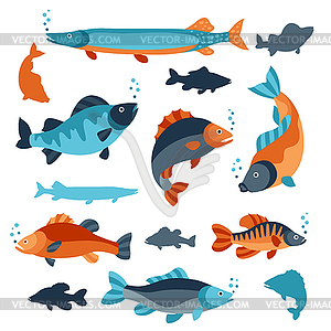 Set of various fish. Objects for decoration, - vector clipart