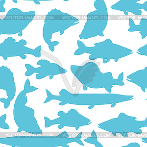 Seamless pattern with various fish. Background - vector image