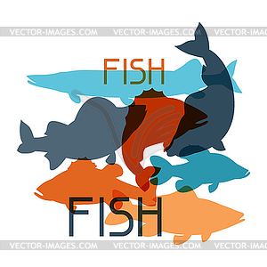 Background with various fish. Image for - vector clipart