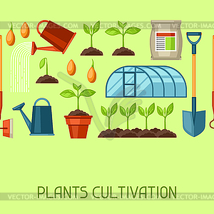 Seamless pattern with agriculture objects. - vector EPS clipart