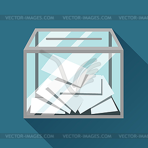 Voting papers in ballot box. Political elections fo - vector clipart