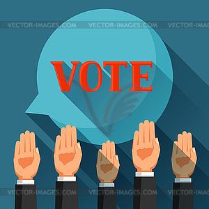 People vote with their hands raised. Political - vector image