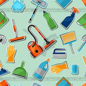 Housekeeping lifestyle seamless pattern with - vector clip art