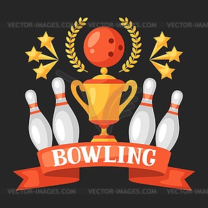 Bowling emblem with game objects. Image for - vector clip art