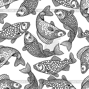 Seamless pattern with decorative fish. Background - vector clipart